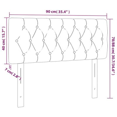 vidaXL Hoofdbord 90x7x78/88 cm fluweel donkergrijs