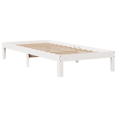 vidaXL Bedframe met hoofdbord massief grenenhout wit 75x190 cm