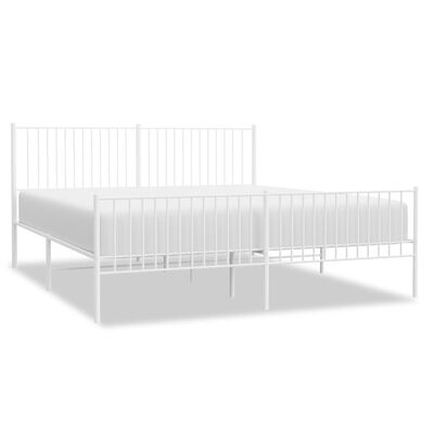 vidaXL Bedframe met hoofd- en voeteneinde metaal wit 200x200 cm