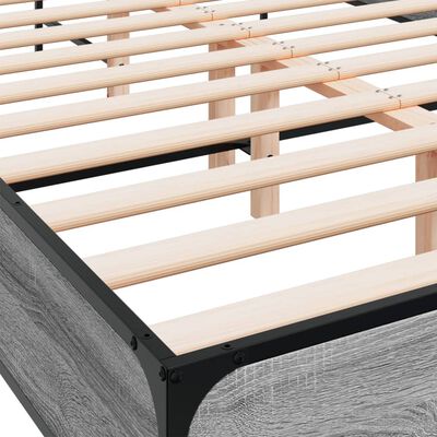 vidaXL Bedframe bewerkt hout metaal grijs sonoma eiken 140x190 cm