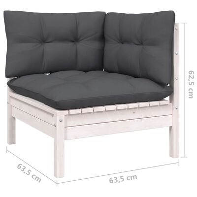 vidaXL 7-delige Loungeset met kussens massief grenenhout wit