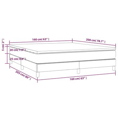 vidaXL Boxspring met matras fluweel lichtgrijs 160x200 cm