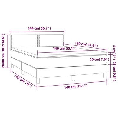 vidaXL Boxspring met matras en LED stof blauw 140x190 cm