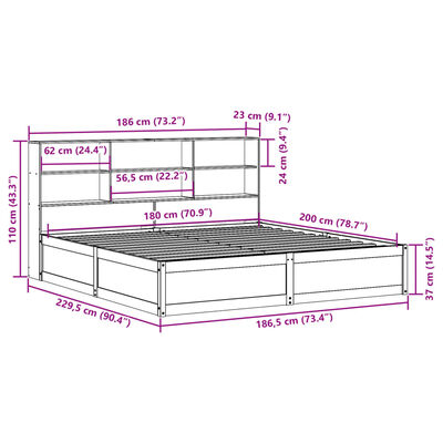 vidaXL Bedframe zonder matras massief grenenhout wit 180x200 cm