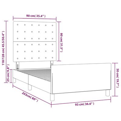 vidaXL Bedframe met hoofdbord kunstleer wit 90x200 cm