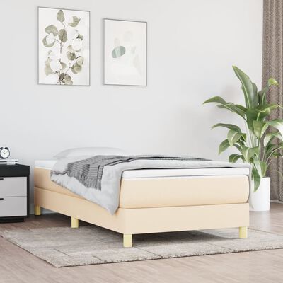 vidaXL Boxspring met matras stof crèmekleurig 90x190 cm