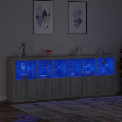 vidaXL Dressoir met LED-verlichting 283x37x100 cm grijs sonoma eiken