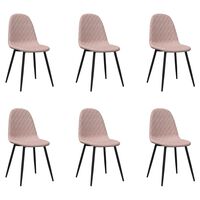 vidaXL Eetkamerstoelen 6 st fluweel roze