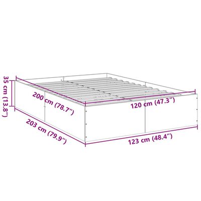 vidaXL Bedframe bewerkt hout bruin eikenkleur 120x200 cm