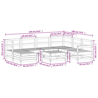 vidaXL 8-delige Loungeset massief grenenhout wit