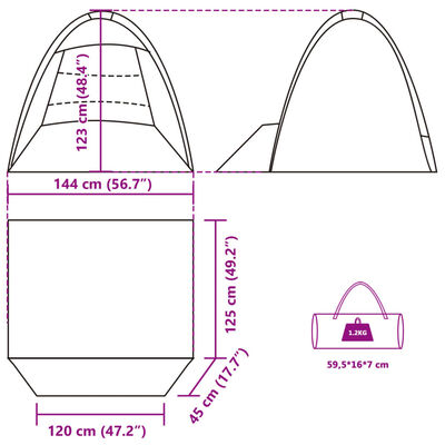 vidaXL Strandtent 3-persoons waterdicht grijs