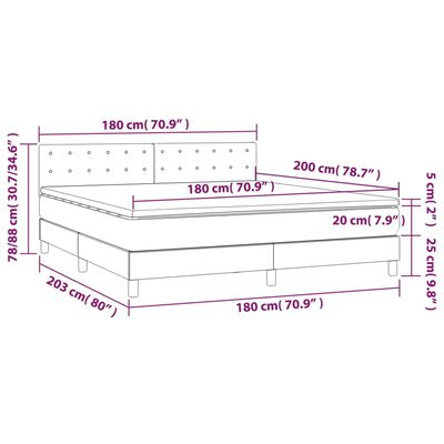 vidaXL Boxspring met matras en LED stof blauw 180x200 cm