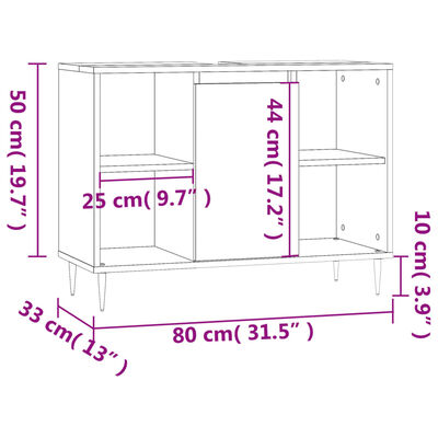 vidaXL Badkamerkast 80x33x60 cm bewerkt hout hoogglans wit