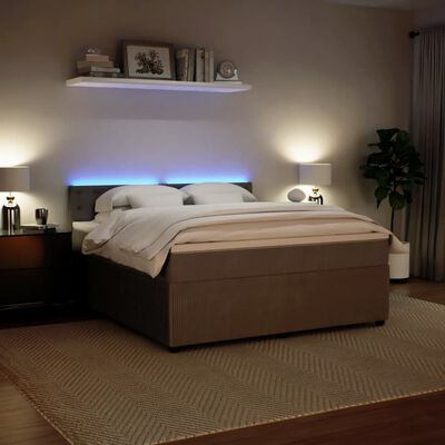 vidaXL Boxspring met matras fluweel lichtgrijs 180x200 cm