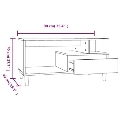 vidaXL Salontafel 90x49x45 cm bewerkt hout bruineiken