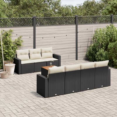 vidaXL 8-delige Loungeset met kussens poly rattan zwart