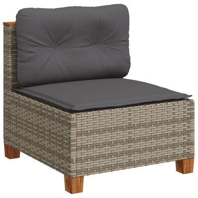 vidaXL 6-delige Loungeset met kussens poly rattan grijs