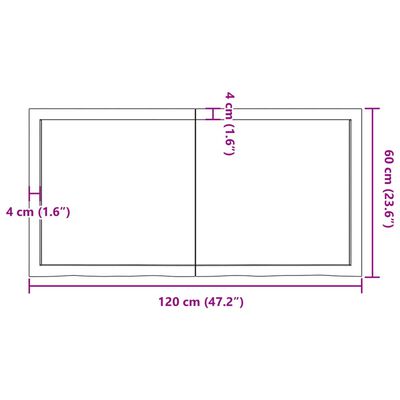 vidaXL Tafelblad 120x60x(2-4)cm behandeld massief eikenhout lichtbruin