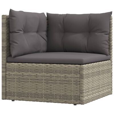 vidaXL 9-delige Loungeset met kussens poly rattan grijs