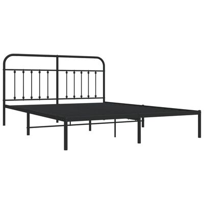 vidaXL Bedframe met hoofdbord metaal zwart 183x213 cm