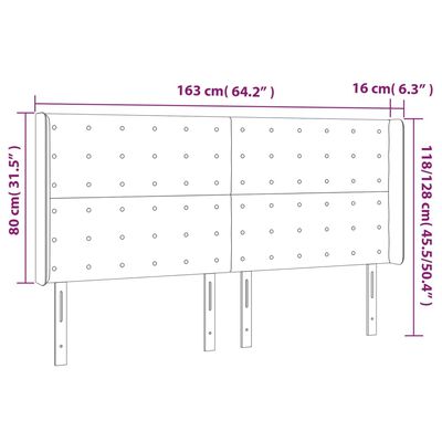 vidaXL Hoofdbord met randen 163x16x118/128 cm stof zwart