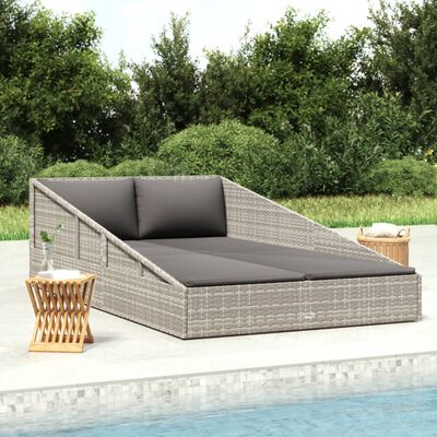 vidaXL Tuinbed 110x200 cm poly rattan grijs