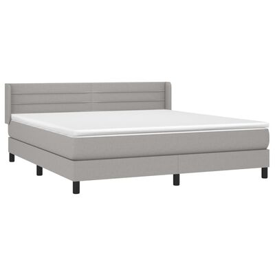 vidaXL Boxspring met matras stof lichtgrijs 160x200 cm