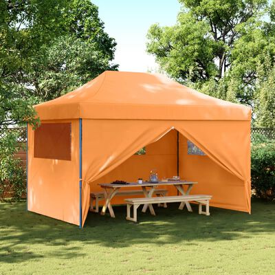 vidaXL Partytent inklapbaar pop-up met 4 zijwanden oranje