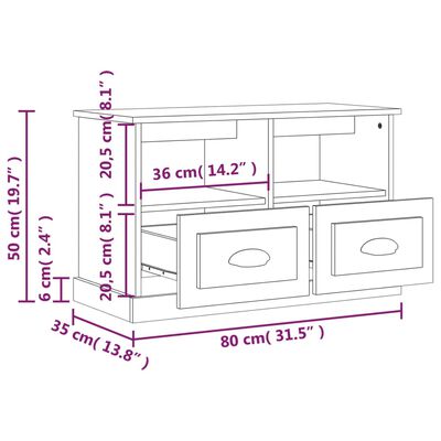 vidaXL Tv-meubel 80x35x50 cm bewerkt hout grijs sonoma eikenkleurig