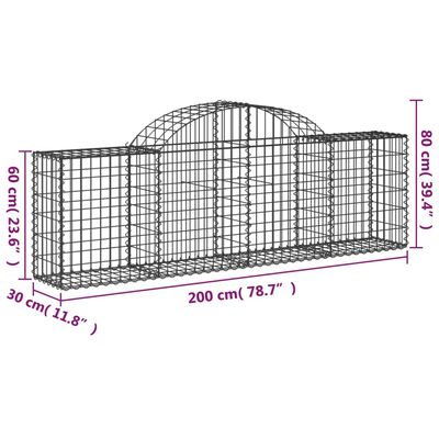 vidaXL Schanskorven 13 st gewelfd 200x30x60/80 cm gegalvaniseerd ijzer