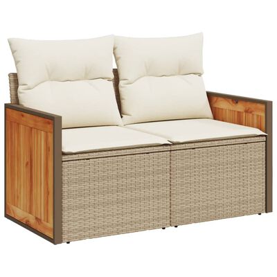 vidaXL 12-delige Loungeset met kussens poly rattan beige