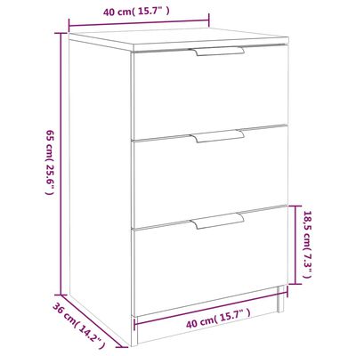 vidaXL Nachtkastjes 2 st 40x36x65 cm zwart