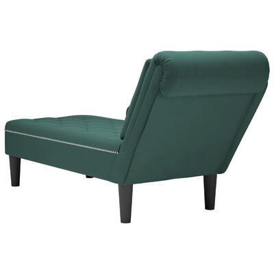 vidaXL Chaise longue met kussen&rechterarmleuning fluweel donkergroen