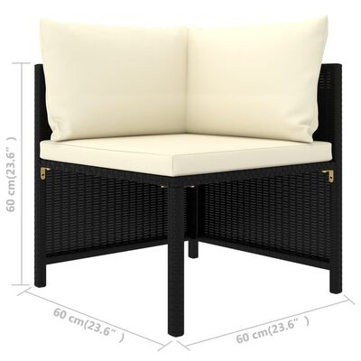 vidaXL 8-delige Loungeset met kussens poly rattan zwart