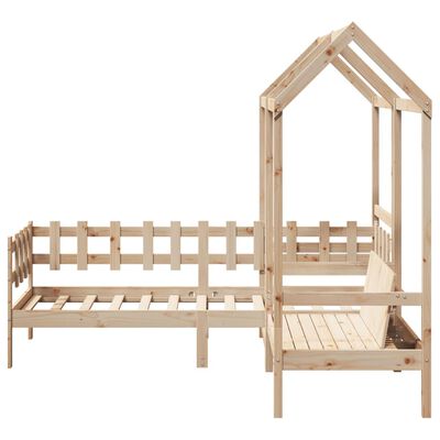 vidaXL Kinderbed met huisje en bankje massief grenenhout 90x200 cm