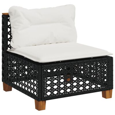 vidaXL 6-delige Loungeset met kussens poly rattan zwart