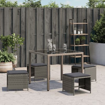 vidaXL Tuinkrukken 4 st met kussens 40x40x35 cm poly rattan grijs