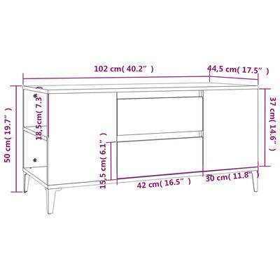 vidaXL Tv-meubel 102x44,5x50 cm bewerkt hout gerookt eikenkleurig