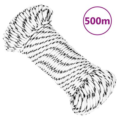 vidaXL Boottouw gevlochten 3 mm x 500 m polyester wit