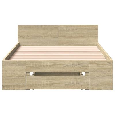 vidaXL Bedframe met lade bewerkt hout sonoma eikenkleurig 90x190 cm