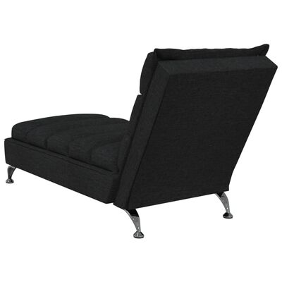 vidaXL Chaise longue met kussens stof zwart