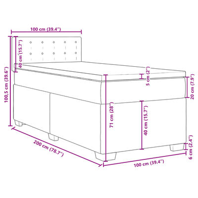 vidaXL Boxspring met matras kunstleer cappuccinokleurig 100x200 cm