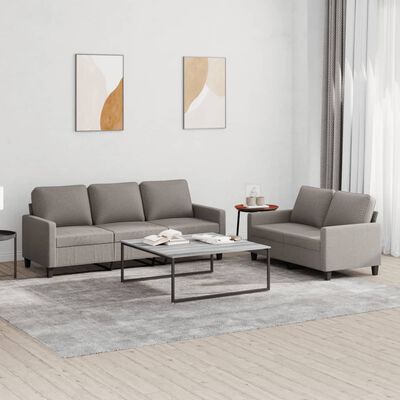 vidaXL 2-delige Loungeset met kussens stof taupe