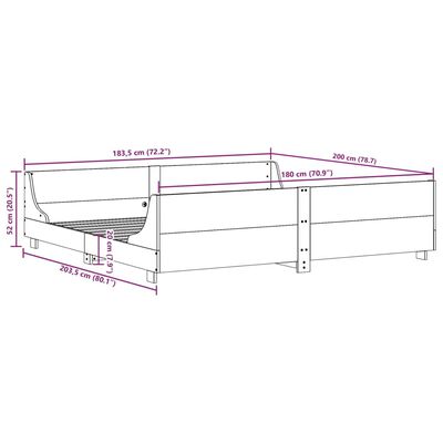 vidaXL Bedframe zonder matras massief grenenhout wit 180x200 cm