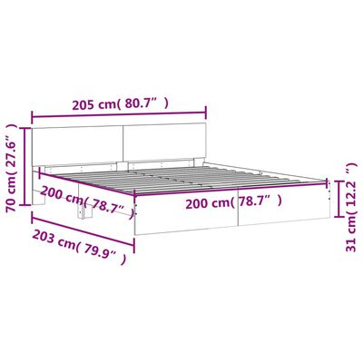 vidaXL Bedframe met hoofdeinde en LED-verlichting wit 200x200 cm