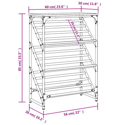 vidaXL Schoenenrek 60x30x85 cm bewerkt hout gerookt eikenkleurig