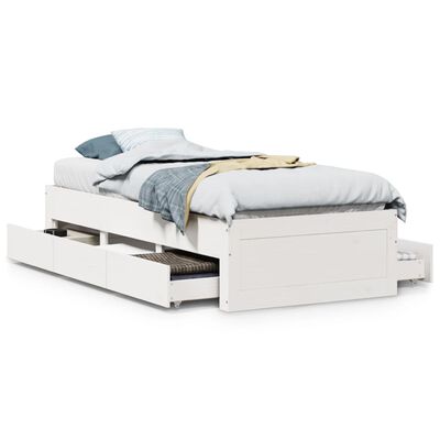 vidaXL Bedframe zonder matras met lades grenenhout wit 90x200 cm