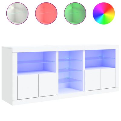 vidaXL Dressoir met LED-verlichting 162x37x67 cm wit