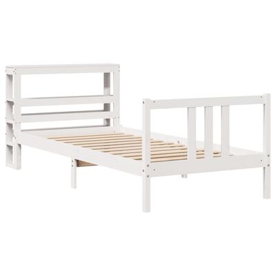 vidaXL Bedframe met hoofdeinde 100x200 cm massief grenenhout wit