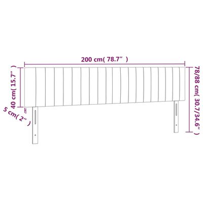 vidaXL Hoofdbord LED 200x5x78/88 cm stof donkergrijs